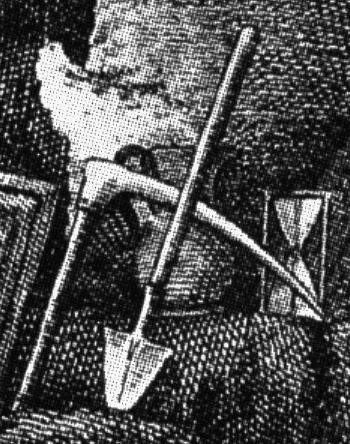 Jug, hour-glass, angle, spade